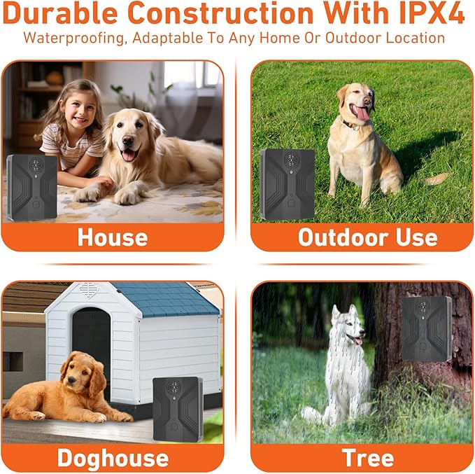 Ultrasonic Dog Bark Deterrent Devices with 3 Modes- Works Up to 50 Feet Away, Anti Barking Devices, Anti Barking Device for Dogs, Barking Control Devices for Dog Training in Outdoor