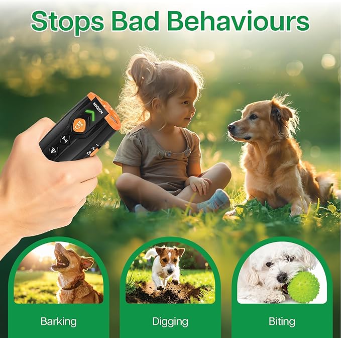 Dog Bark Deterrent Devices, Rechargeable Anti Barking Device for Dogs, 7 Mode Bark Deterrent Device, Safe Ultrasonic Dog Bark Deterrent for Dogs, Up to 28 Ft Range Dog Barking Silencer, Easy to Carry