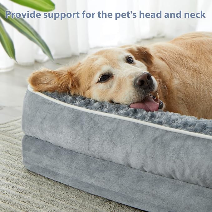 BFPETHOME Orthopedic Dog Beds for Large Dogs-Waterproof Sofa Pet Bed with Removable Washable Cover, Big Dog Bed with Waterproof Lining and Nonskid Bottom,Pet Bed for Large Dogs