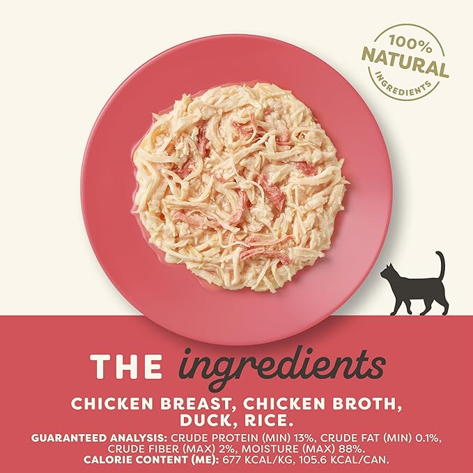 Applaws Natural Wet Cat Food in Broth, Limited Ingredient Canned Wet Cat Food, No Additives, Made with Natural Ingredients, Chicken Breast & Duck in Broth (24 x 5.5oz Cans)