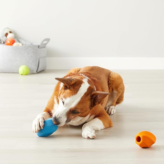Amazon Basics Interactive Dog Treat Dispensing Enrichment Chew Toy, Medium, Multi Color, 2-Pack