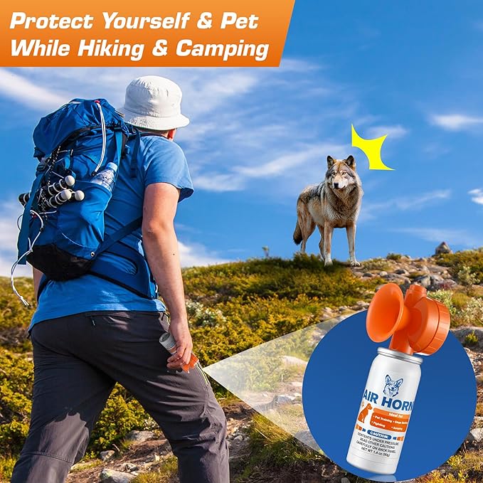 Air Horn, 1.4 oz 120 dB Loud Pet Trainer to Stop Dog Attacking Barking Fighting Jumping, Coyotes Air Horn for Safety, Protect Yourself & Pet While Walking, Orange(1 Pack)