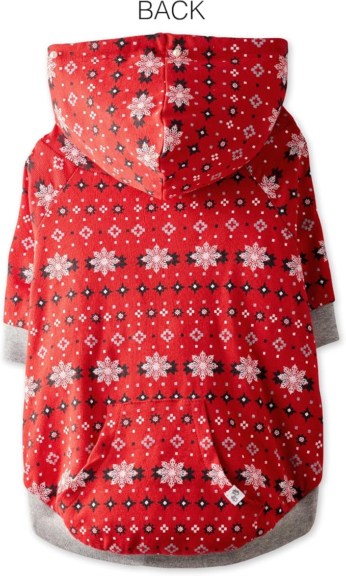 Rocky – The Orginal Lightweight Hooded TEE 100% Organic Cotton Dog Hoodie Pet Coat Sweater for Small, Medium, Large Dogs, Red Fair Isle, XX-Small
