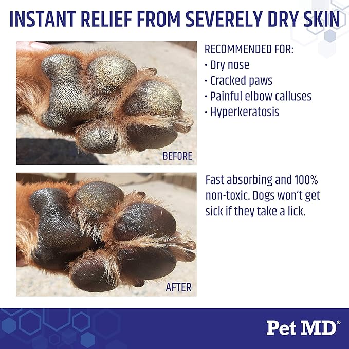 Pet MD Dog Paw Balm - 3-in-1 Paw, Nose/Snout, & Elbow Moisturizer & Paw Protectors for Dogs - 2 oz Paw Wax with Shea Butter, Coconut Oil, & Beeswax