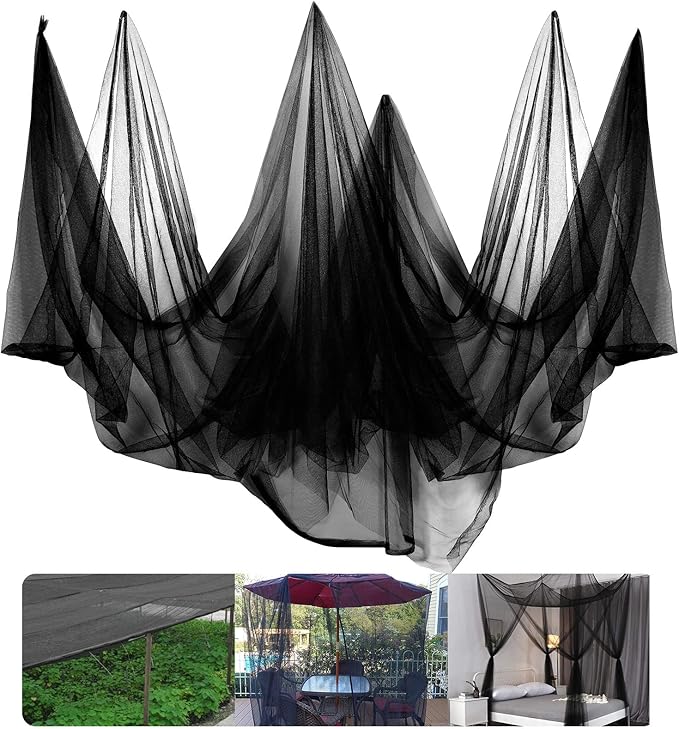 20x10Ft Mosquito Netting Garden Mesh Netting, Fly Bird Net Barrier Hunting Blind Plant Protecting Net, 3x6m Black