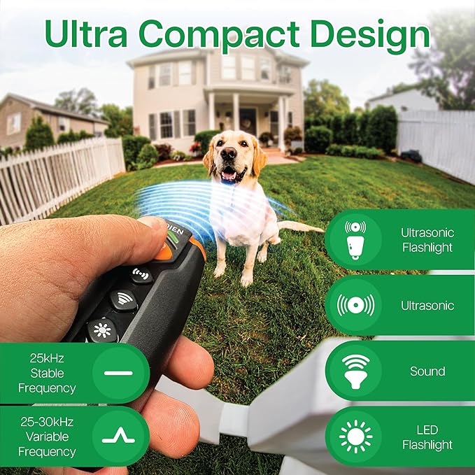 Dog Bark Deterrent Devices, Rechargeable Anti Barking Device for Dogs, 7 Mode Bark Deterrent Device, Safe Ultrasonic Dog Bark Deterrent for Dogs, Up to 28 Ft Range Dog Barking Silencer, Easy to Carry