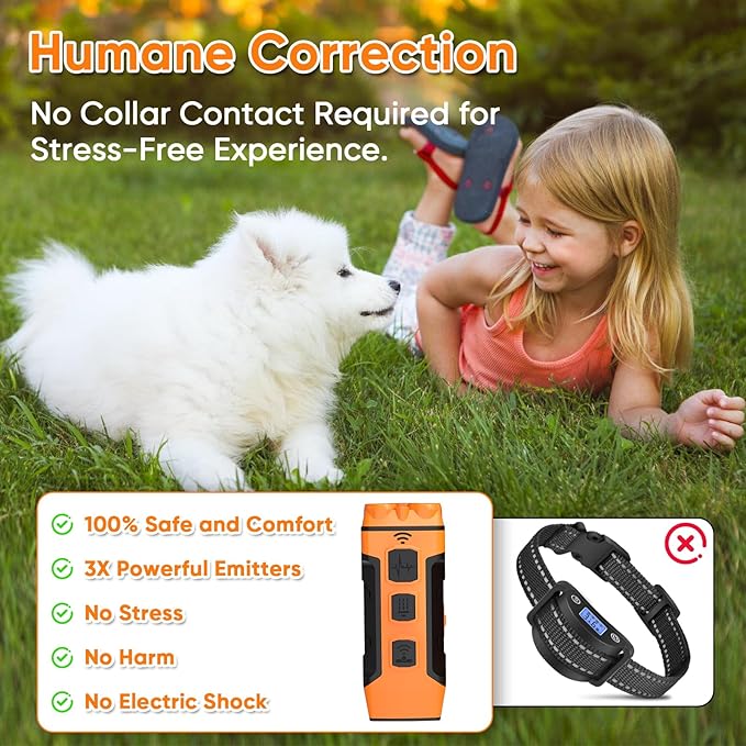 Dog Bark Deterrent Device, Ultrasonic Anti-Barking Trainer, Safe & Effective Portable Bark Control for Dogs Indoor & Outdoor Use, Long Distance Ultrasonic Stop Barking Neighbors Dog