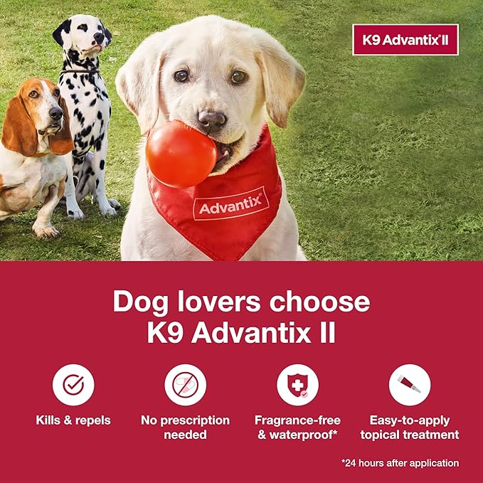 K9 Advantix II Medium Dog Vet-Recommended Flea, Tick & Mosquito Treatment & Prevention | Dogs 11-20 lbs. | 6-Mo Supply (Pack of 2)