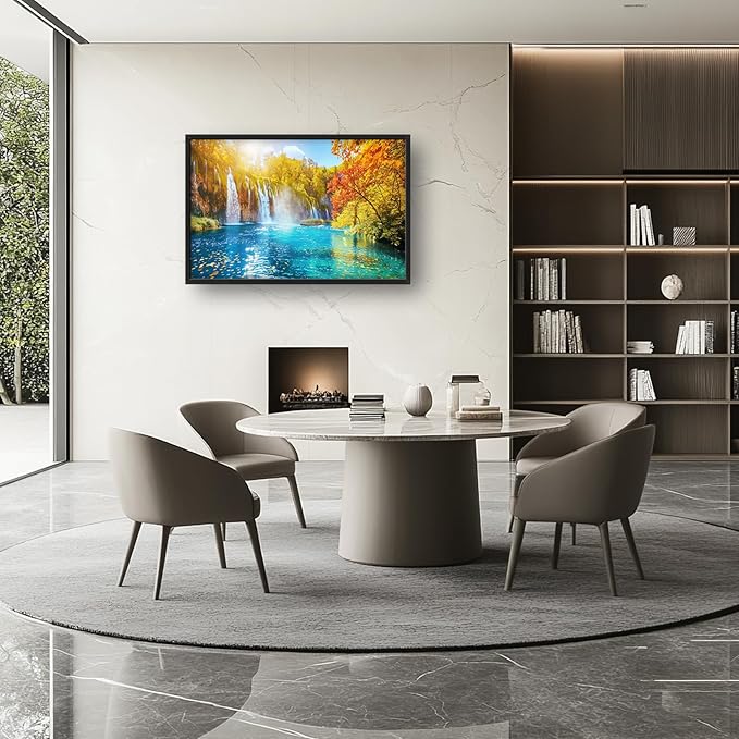 Extra Large Waterfall Lake Framed Wall Art for Living Room,Oversized Fall Autumn Tree Landscape Pictures Wall Decor,Nature Canvas Print Painting Modern Artwork Bedroom Office Bathroom 36L" x 24W"
