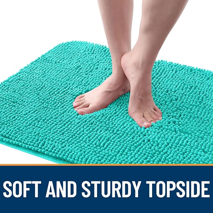 OLANLY Dog Door Mat for Muddy Paws 40x32, Absorbs Moisture and Dirt, Absorbent Non-Slip Washable Doormat, Quick Dry Chenille Mud Mat for Dogs, Entry Indoor Entryway Carpet for Inside Floor, Teal