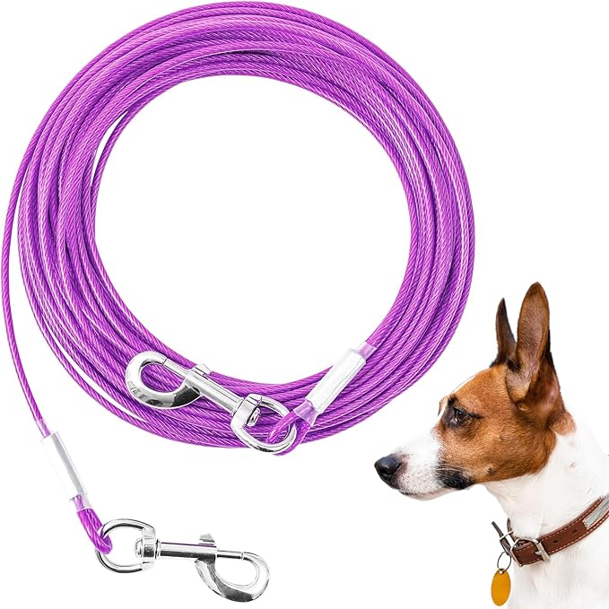 Tie Out Cable for Dogs,50FT Dog Leads,Heavy Duty Tie Out Cable for Large Dogs Up to 125lbs,Durable Dog Runner Tether Line for Outdoor,Yard