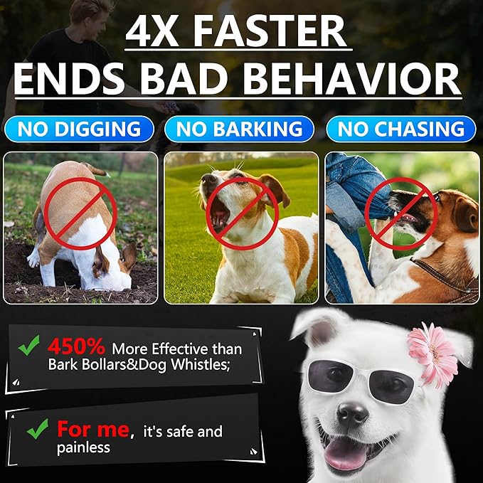 MODUS 2025New Anti Barking Device, 4X Ultrasonic Emitters Dog Bark Deterrent Device, Rechargeable Dog Barking Control Devices with 50ft Range Dog Training Tool, Alternative to Dog Shock Collar (Blue)