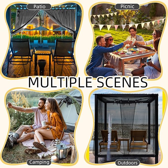 4 Corners Mosquito Net for Mosquiteros para Camas Bed Canopies Netting Bed Drapes Rectangular Mosquito Mesh for Camping Home Outdoor Travel(Black,L87 X W79 X H79 Inch,Opening)