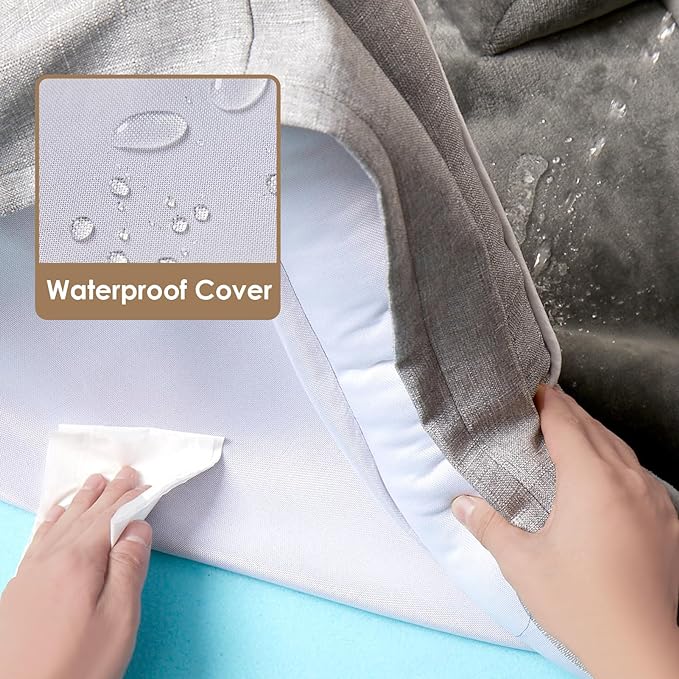 EHEYCIGA Orthopedic Dog Beds for Extra Large Dogs 44x32Inch, Waterproof Memory Foam XL Pet Bed with Sides, Non-Slip and Egg-Crate Foam Big Dog Couch Bed with Washable Removable Cover, Grey