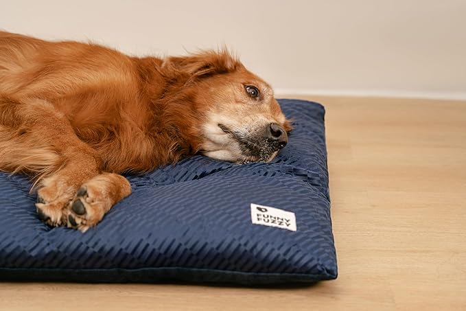 FUNNY FUZZY Washable Dog Bed,Reversible Plush Dog Crate Mat, Soft Fluffy Kennel Pad,Pet Sleeping Mattress for Jumbo,X-Large Sized Dogs Breeds,2XL,48"× 31",Midnight Blue