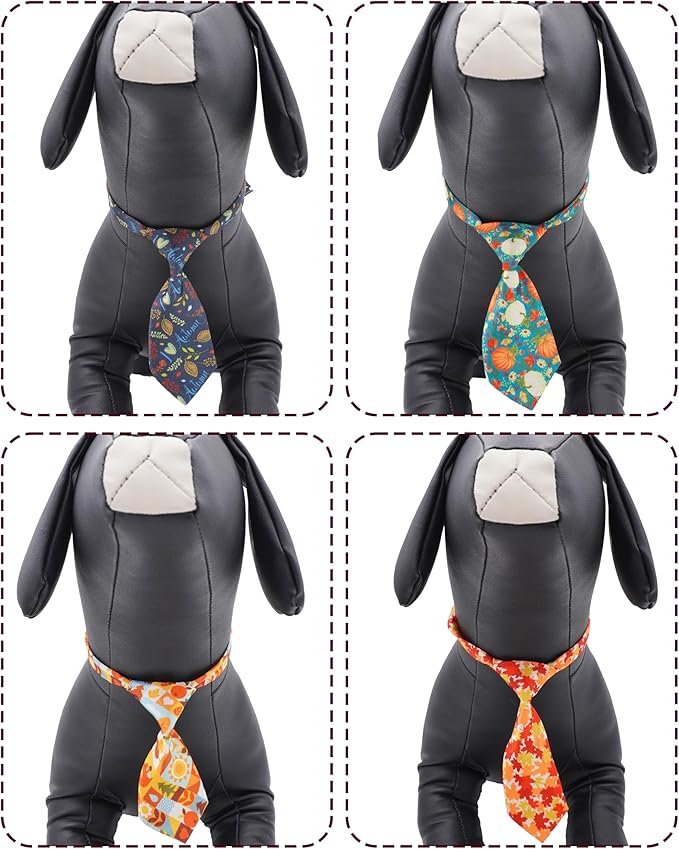 PET SHOW 10 Pack Fall Big Dog Ties Neckties for Large Breed Dogs XL Pumpkin Maple Leaf Adjustable Neck Ties Girl Boy Pets Autumn Costumes Dog Holiday Grooming Accessories Wedding Party Gift Favor