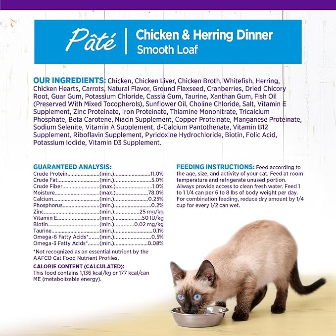Wellness Complete Health Pate Adult Wet Cat Food, Natural, Protein-Rich, Grain Free, 5.5 Ounce, 24 Pack, (Chicken & Herring)