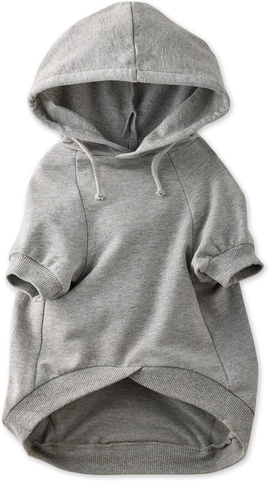 100% Organic Cotton Dog Hoodie Pet Coat for Small, Medium and Large Dogs, Gray Heather, Large