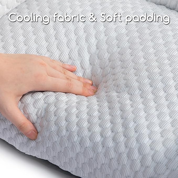 Hollypet Cooling Dog Cat Pet Couch Soft Calming Sofa Bed for Medium Small Cats and Dogs, Gray, 24"x 18"x10"