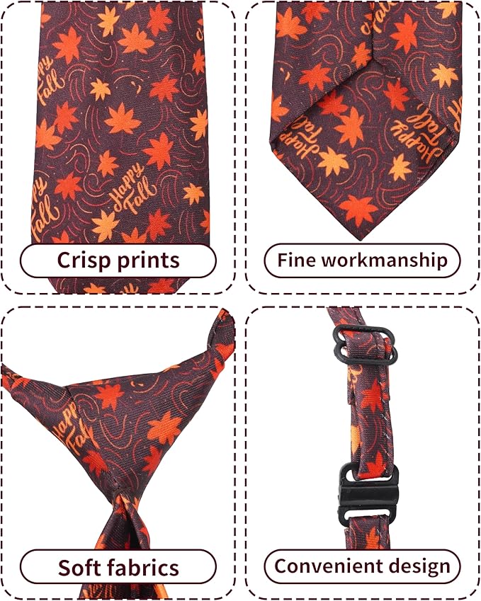 PET SHOW 10 Pack Fall Small Dog Ties Neckties for Doggies Cats Pumpkin Maple Leaf Adjustable Neck Ties Girl Boy Pets Autumn Costumes Puppy Holiday Grooming Accessories Wedding Party Gift Favor