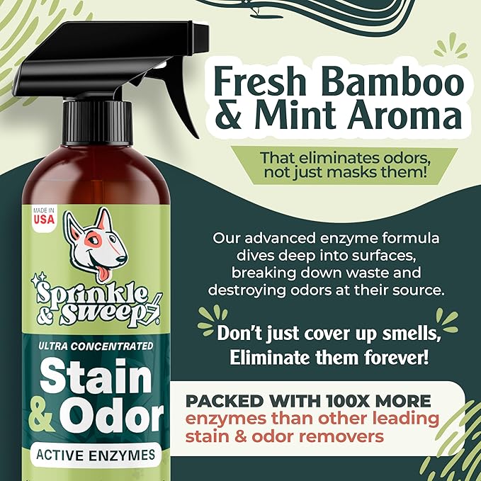 Enzyme Cleaner for Cat Urine | Cat Pee Odor Eliminator & Stain Remover | Dog Urine Carpet Spray | Multi-Surface Cat Urine Destroyer | Pet Odor Neutralizer (24oz)