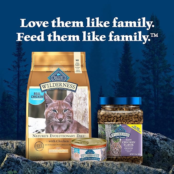Blue Buffalo Wilderness High-Protein, Grain-Free Natural Dry Food for Adult Cats, Weight Control, Chicken, 11-lb Bag