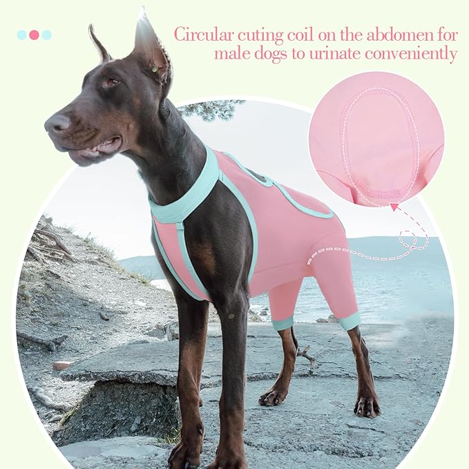 ROZKITCH Dog Surgery Leg Sleeve Rear Legs, Male Female Pet Prevent Licking Wound Elbow Knee Protector, Dog Recovery Suit Cone Collar Alternative Pants Shirt for Wound Heal Wrap Pink 2XL