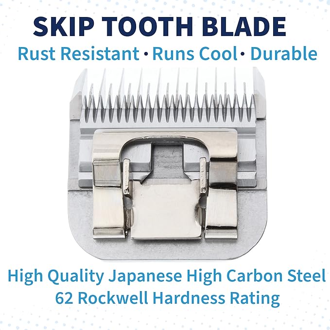 Detachable A Series 4 Blade Dog Grooming Skip Tooth Cuts Length 3 3/8" - 9.6mm Japanese High Carbon Steel Dog Grooming Blade Supplies | Detachable Blade Clippers (Compatible A5 Series(B4)