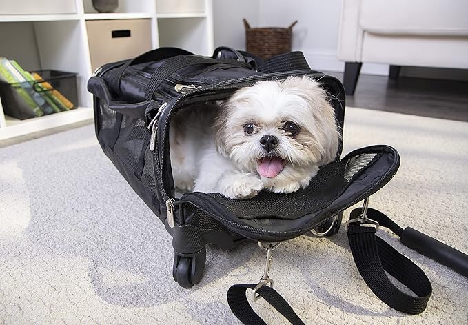 Sherpa on Wheels Indoor Pet Dog Carrier, Black Large for All Breed Sizes