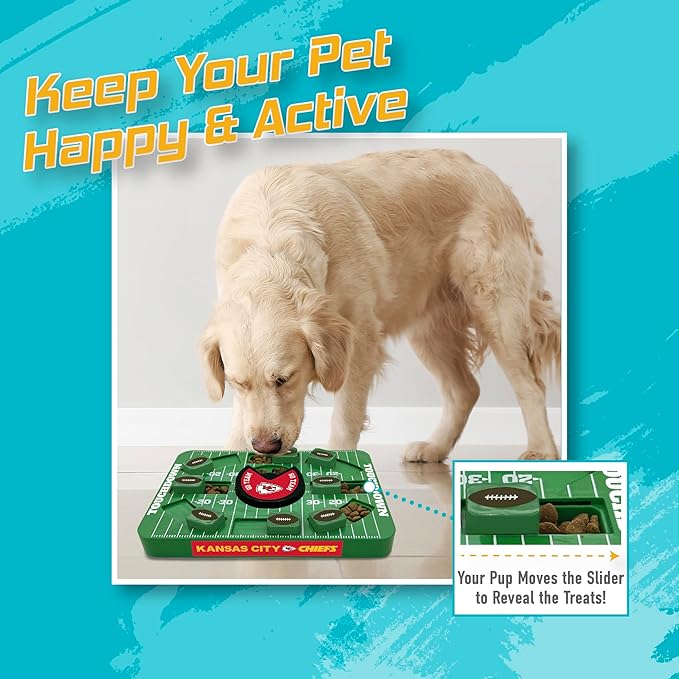 Pets First Kansas City Chiefs Large Puzzle Puzzle Toy, New Size, Interactive Slow Feeding Toy