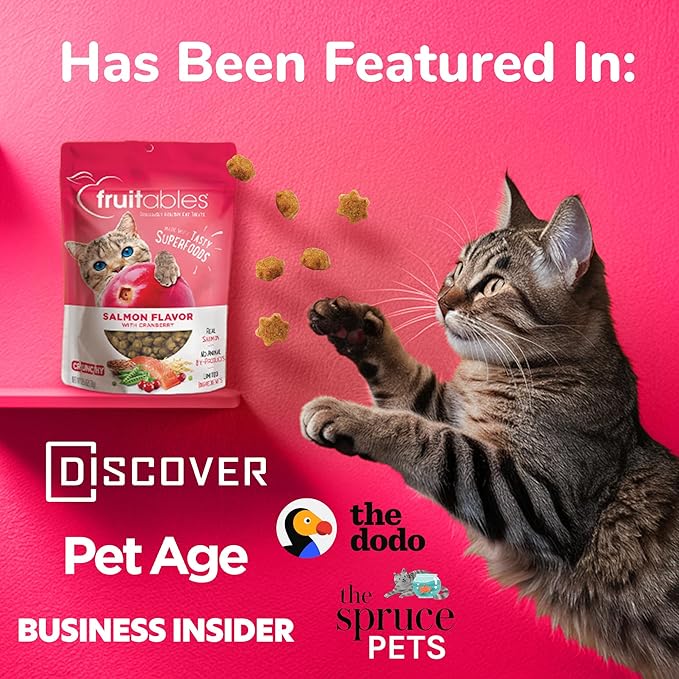 Fruitables Cat Treats, Healthy Treats for Cats, Low Calorie and Packed with Protein, Crunchy Biscuits, Free of Wheat, Corn and Soy, Made with Real Tuna and Pumpkin, 30oz