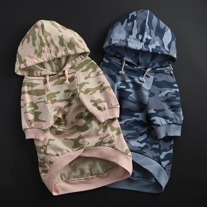 Rocky – The Orginal Lightweight Hooded TEE 100% Organic Cotton Dog Hoodie Pet Coat Sweater for Small, Medium, Large Dogs, Pink Camo, X-Small