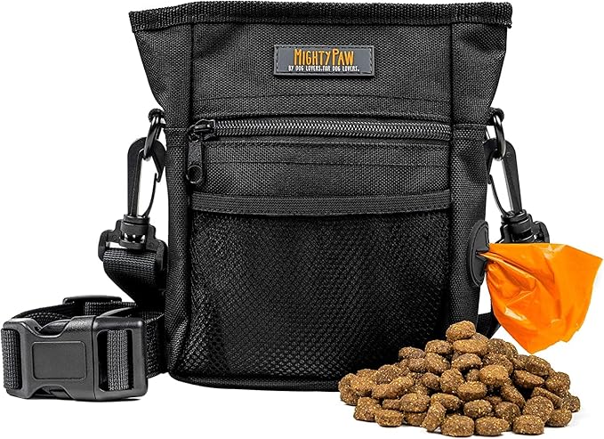 Mighty Paw Dog Treat Pouch | No Spill Magenetic Clasp - Hands-Free Pouches for Training - Pets Training Treat Pouches for Dog Walks - Pet Bags Pouch - Built in Poop Bag Holder