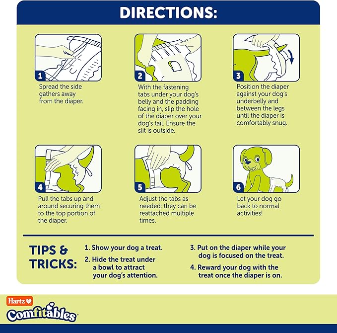 New! Hartz® Comfitables® Disposable Dog Diapers, Size XXS 12 Count, Comfortable & Secure Fit, Easy to Put On, Super Absorbent Male and Female Diaper