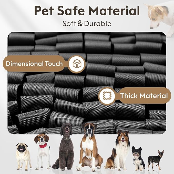 Snuffle Mat for Dogs, Dog Puzzle Mat, Interactive Dog Toys for Enrichment,Sniff Mats with Non-Slip Backing,Suitable for Breeds and Sizes of Dogs (Black, 17" X 15")
