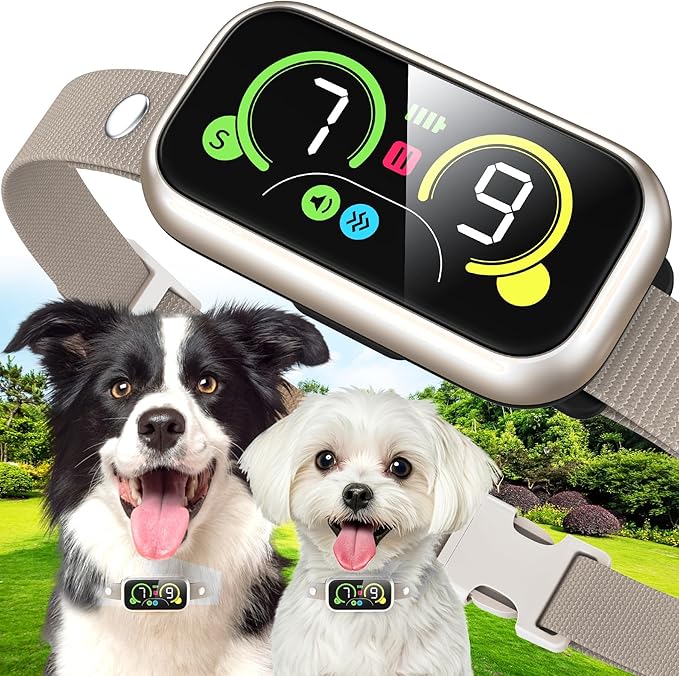 Dog Bark Collar, Smart Barking Collar with 4 Modes, 7 Adjustable Sensitivity for Barking Howling Whining, Automatic Anti Barking Device for Large Medium Small Dogs IP67 Waterproof for Indoor & Outdoor