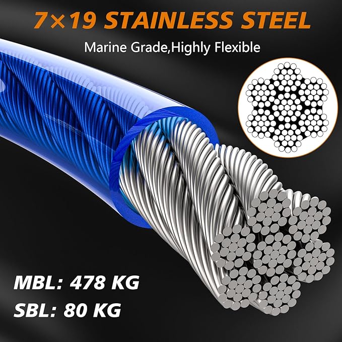 XiaZ 20ft Tie Out Cable for Dogs, Dog Leads for Yard Chew Proof, Heavy Duty Pet Tie Out Cable for Large Dogs Up to 250lbs,Durable Dog Runner Tether Line for Outdoor,Yard
