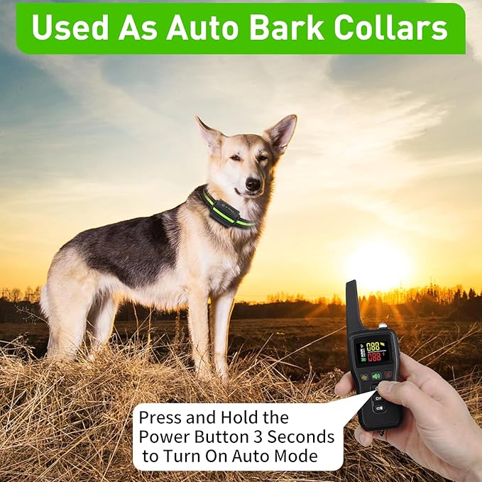 PetJoy Automatic Bark Collar for 3 Dogs, Auto Bark and Training Collar Combo, Shock Collar with Remote and Auto Modes, Shock Collar with Auto Mode (Level 1-5) - Remote 3300 Ft