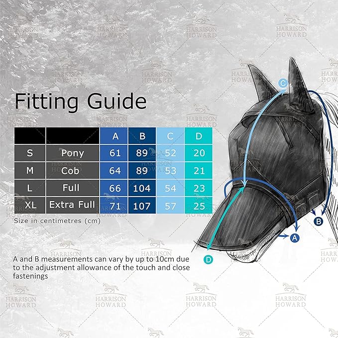 Harrison Howard LumiVista Horse Fly Mask Standard with Ears UV Protection for Horse Pastel Mix M Cob