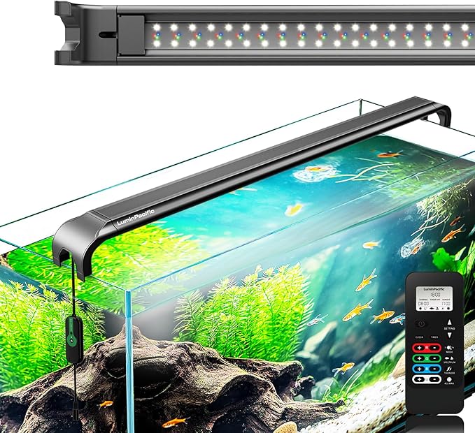 LED Aquarium Light with Remote, IP67 Waterproof Freshwater Planted Grow Light, Full Spectrum Fish Tank Light with Timer, Dimmable RGB+W, Upgrade Appearance, High Performance (36-41inch)