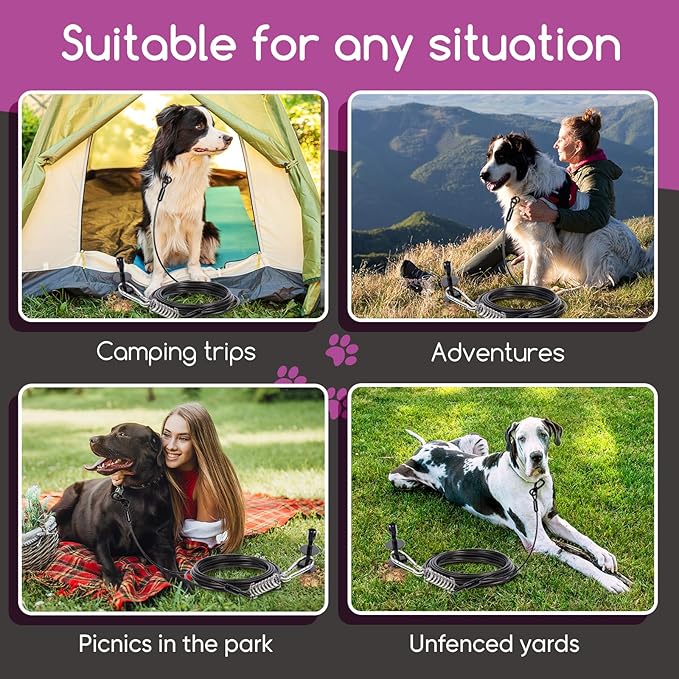 Dog Tie Out Stake for Large Dogs – Heavy Duty In-Ground Pet Anchor – Secure Tether Stake for Yard, Camping & Beach – Easy Install with Tool – Works with Tie Out Cable & Leash (Stake Only)