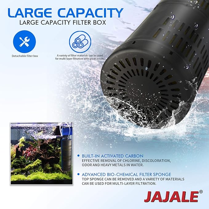 Water Pump 475 GPH 3-in-1 Submersible Internal Filter Aquarium Powerhead Water Pump Ultra Quiet for Aquarium,Fish Tank-4 Pack