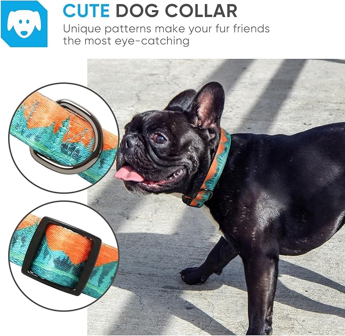 HEELE Dog Collar, Adjustable Soft Dog Collar for Small Medium Large Dogs,Floral Patterned Puppy Collars with Quick Release Buckle S Length 9.84''-14.96'