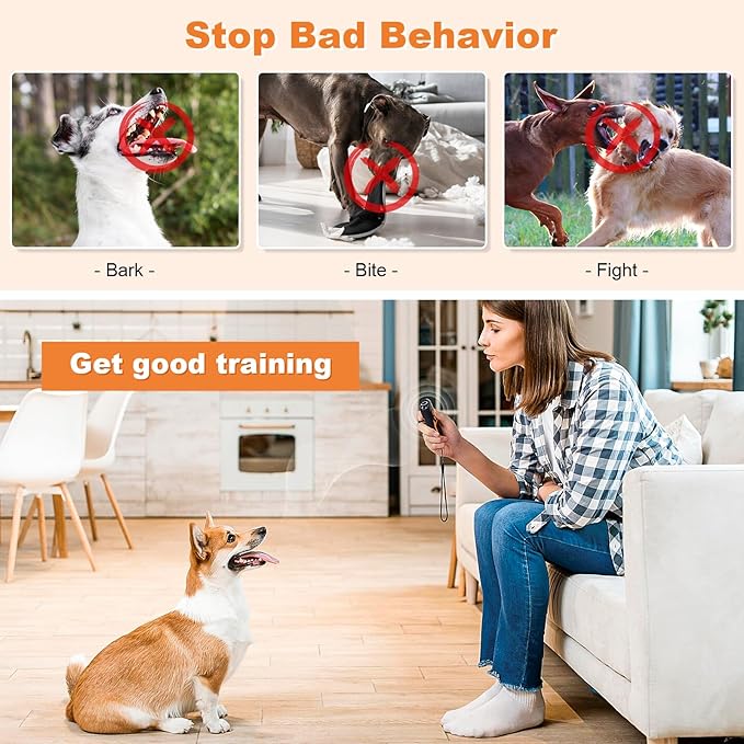 Dog Bark Deterrent Devices, Rechargeable Ultrasonic Anti Barking Device for Dogs, Dog Bark Control Devices 50FT Range Safe for Dogs & Human Portable Indoor Outdoor, Dog Training