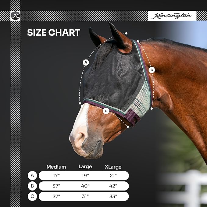 Kensington 90% UV Fly Mask CatchMask UViator - Without Ears & Forelock Freedom Web Trim Size: X.Large Color: 2021 - Atlantis