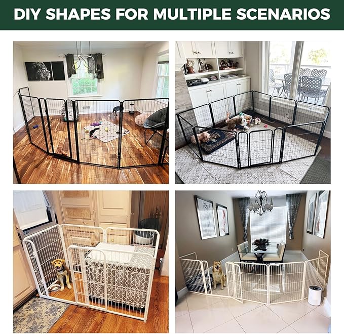 FXW Homeplus Unleashed Indoor Dog Playpen - Stress-Free and Safe Play, Heavy Duty 40 Inch 6 Wire Panels Dog Pen for Medium and Large Dogs, Black│Patented