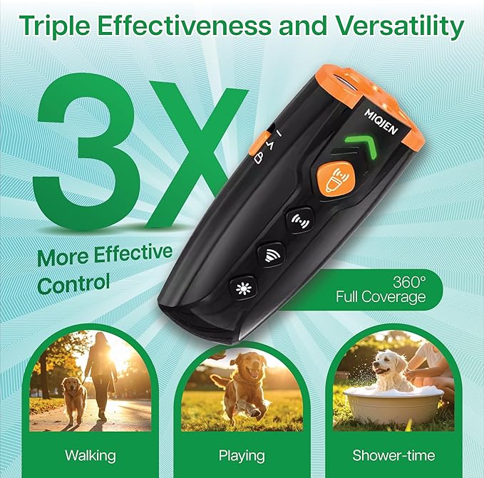Dog Bark Deterrent Devices, Rechargeable Anti Barking Device for Dogs, 7 Mode Bark Deterrent Device, Safe Ultrasonic Dog Bark Deterrent for Dogs, Up to 28 Ft Range Dog Barking Silencer, Easy to Carry