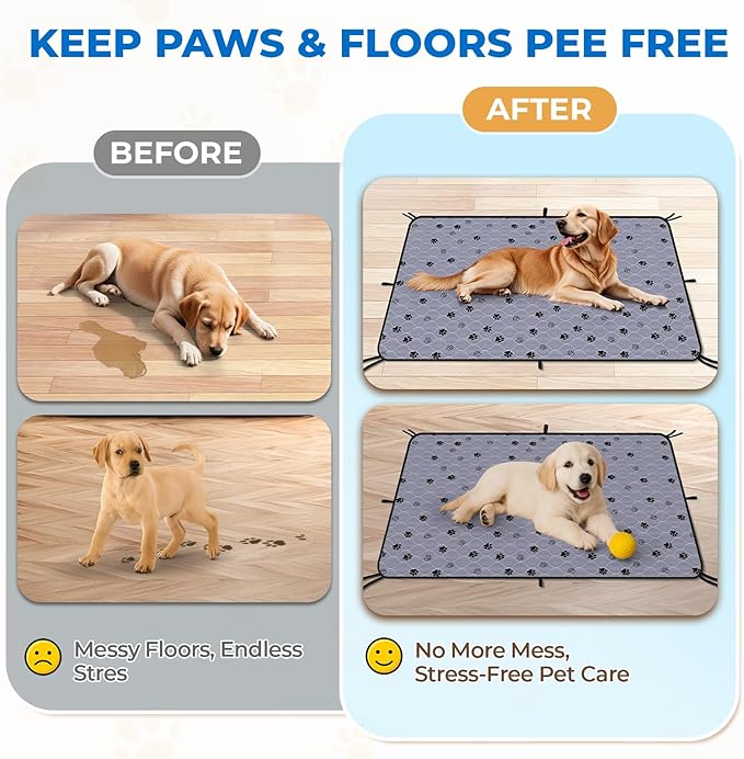 Fostanfly Washable Pee Pads for Dogs, 2 Pack 28''x34'' Large Ultra-Absorbent and Leak-Proof Non-Slip Reusable Potty Training Pads for Dogs, Puppy and Cats of Add 8 Lanyards