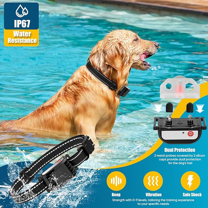 Wireless Dog Fence System, Electric Fence for Dogs with Big LCD Screen, 2 in 1 Portable Wireless Pet Perimeter for Outdoor, Pet Remote Training collar, Adjustable Collar for Big Medium Small Dogs