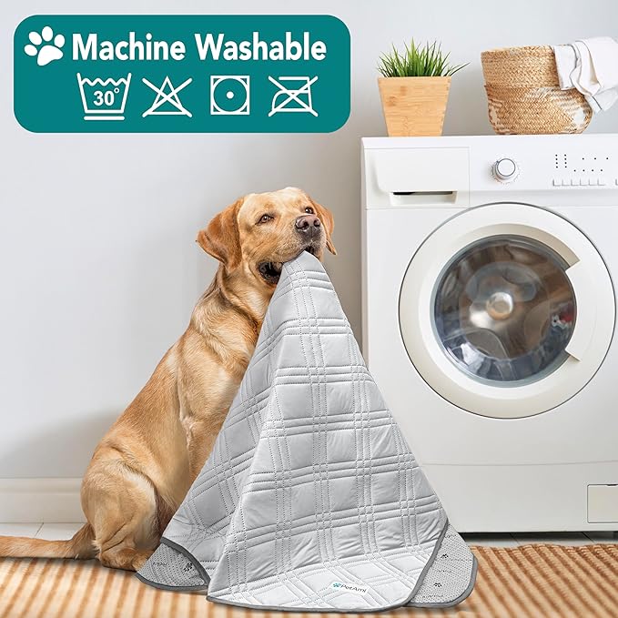 PetAmi Waterproof Cooling Mat for Dog, Premium Pet Cooling Blanket for Bed Crate, Anti Slip Indoor Dog Cool Pad for Sleeping, Q-MAX Small Medium Sofa Couch Cover Mat for Cat, Light Grey, 29x40